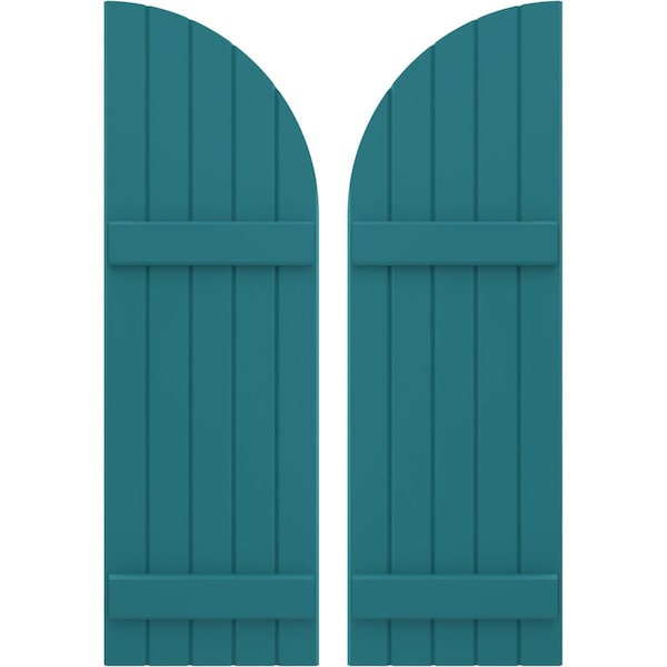 Ekena Millwork Americraft 5-Board (2 Batten) Wood Joined Board-n-Batten Shutters w/ Arch Top, ARW101BQ518X77ANH, PR ARW101BQ518X77ANH - main